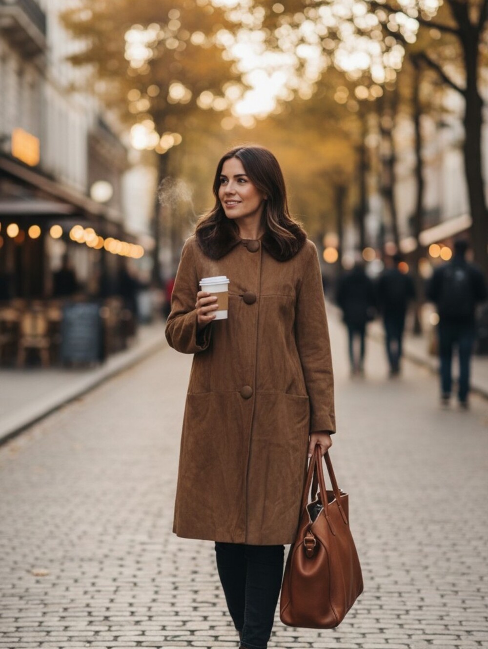 Vintage suede coat with fur collar